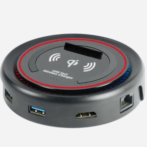 Promate USB C Hub with Qi Wireless Charger, USB Type-C Docking Station with 100W Type-C Power Delivery